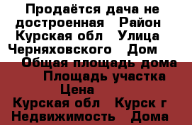 Продаётся дача не достроенная › Район ­ Курская обл › Улица ­ Черняховского › Дом ­ 62 › Общая площадь дома ­ 24 › Площадь участка ­ 600 › Цена ­ 320 000 - Курская обл., Курск г. Недвижимость » Дома, коттеджи, дачи продажа   . Курская обл.,Курск г.